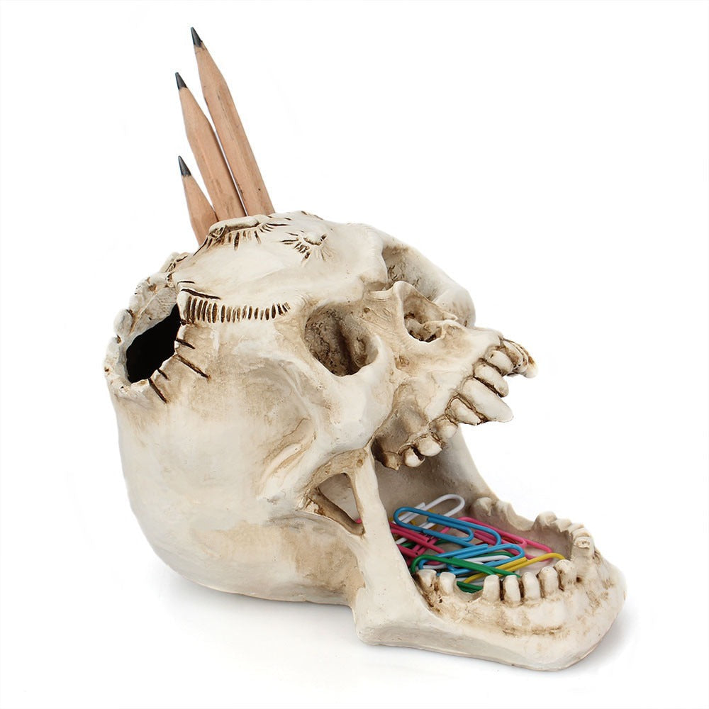 Fang Fang Terror Face Skull Storage Pen Holder Office Desktop