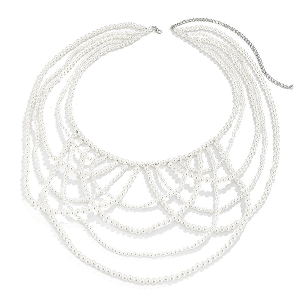 Minimalist party butterfly corset chain women's body chain imitation pearl tassel waist chain shoulder chain jewelry