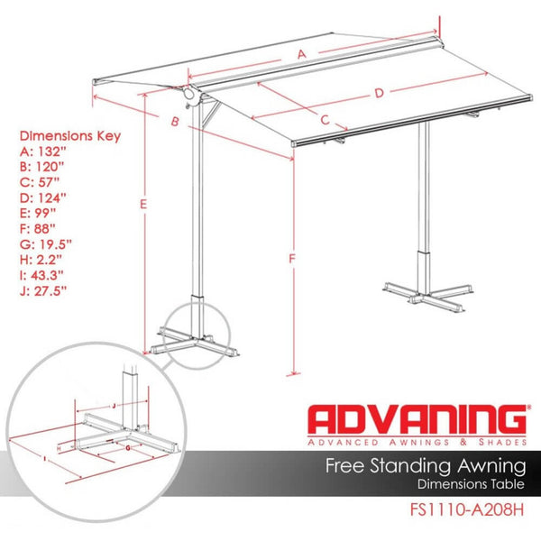 Advaning FS Series Freestanding Dual-Deploying Manual Retractable Awning [FS1110/1410] (SAK62975)