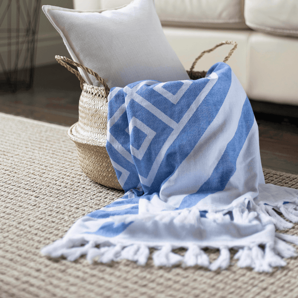 Turkish Towel | Body Towel | Blue + White