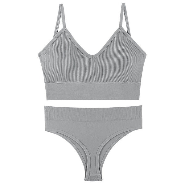 Women Seamless Bra Top Fitness Swimwear Push Up Exercise Bikini For Women 2 Pieces Ribbed Seamless Yoga Bikini Sets Sports Bra And Underwear Set 2 Piece High Waist Summer Bikini