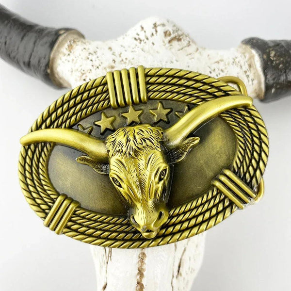 TOPACC Western Cute Longhorn Belt Buckle Copper/Bronze - Gifts for You 'n Me