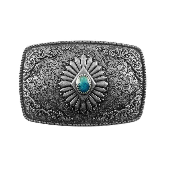 TOPACC Western Square Turquoise Cowboy Cowgirl Belt Buckle Copper/Bronze - Gifts for You 'n Me