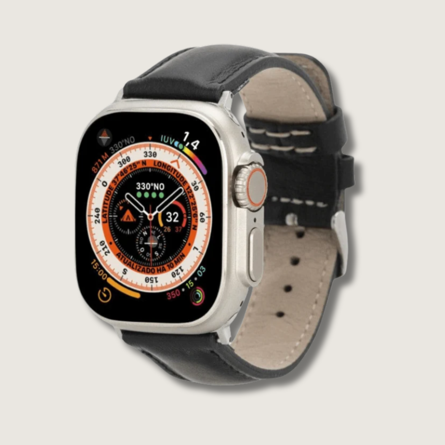 Apple Watch Black Leather Strap - Boston