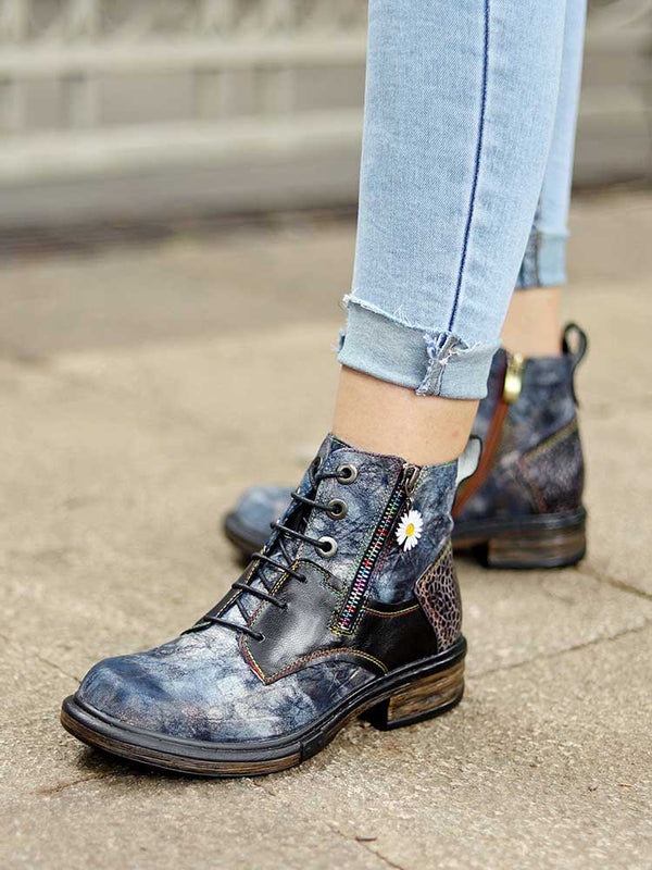 Genuine Leather Vintage Ankle Boots