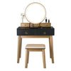 Makeup Vanity Table Set 3 Color Lighting Dressing Table-Black - Black