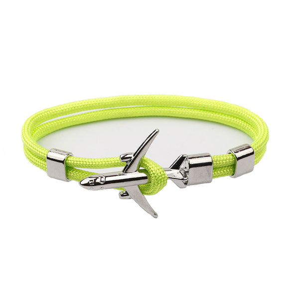 Modern Fashion Airplane Anchor Bracelets Men Charm Rope Chain Paracord Bracelet Women Male Air Force Style Wrap Metal Sport Hook Gift