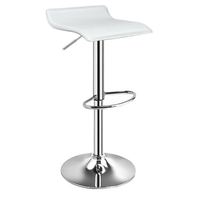 Set of 2 Adjustable PU Leather Backless Bar Stools-White