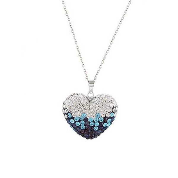 Bubble Heart Pendant in Solid Sterling Silver Made with Swarovski Elements