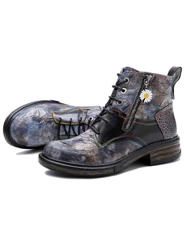 Genuine Leather Vintage Ankle Boots