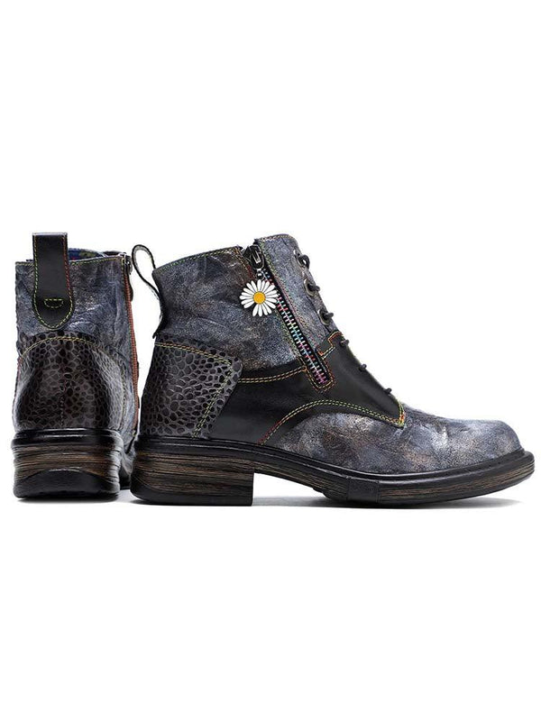 Genuine Leather Vintage Ankle Boots