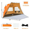 3-4 Person Easy Pop Up Beach Tent UPF 50+ Portable Sun Shelter-Orange - Orange