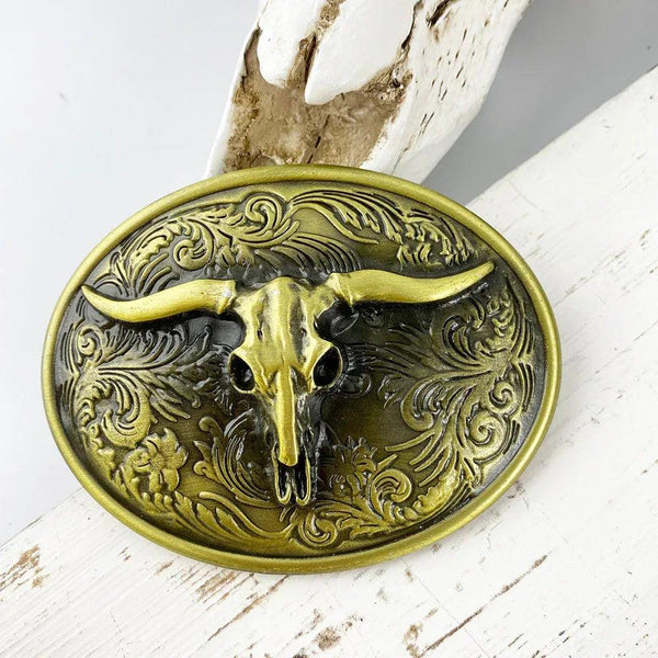 TOPACC Western Turquoise Belts - Longhorn Cow Bull Belt Buckle Copper/Bronze - Gifts for You 'n Me