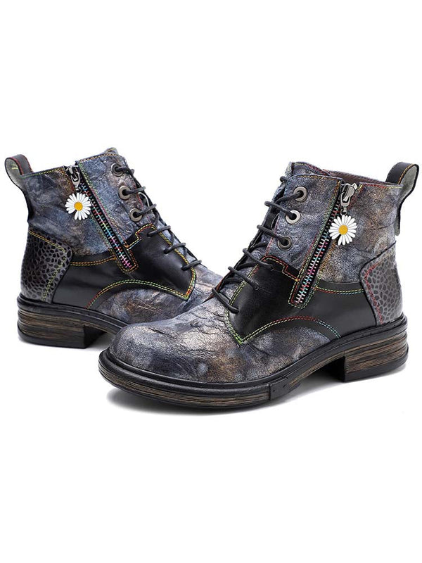 Genuine Leather Vintage Ankle Boots