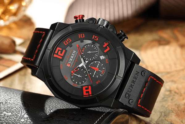 Men's Sport Waterproof Watch With Chronometers Large Numbers And Fluorescent Hands Perfect Gift For Your Man