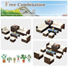8 Pieces Patio Space-Saving Rattan Furniture Set with Storage Box and Waterproof Cover-White - White