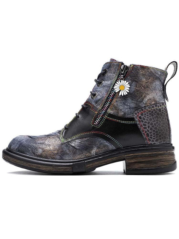 Genuine Leather Vintage Ankle Boots