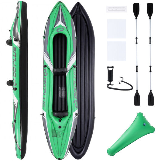11.5 Feet Inflatable Kayak 2 Person Heavy Duty with Aluminum Paddles-Green