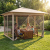11.5 x 11.5 FT Pop-up Canopy Instant One-Person Setup with Mesh Screen Netting-Beige