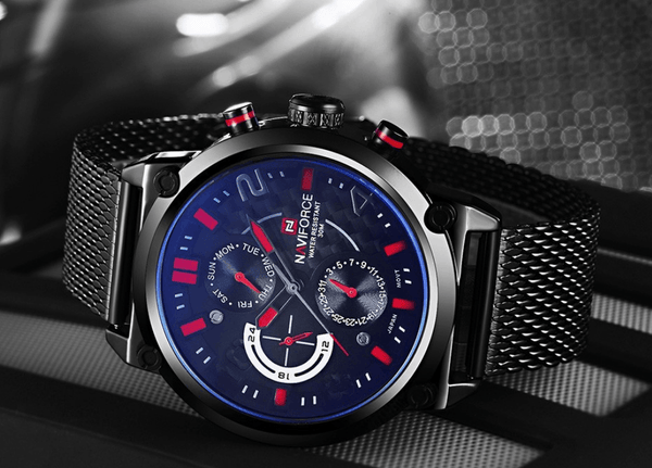 Men's Multifunction Analog Quartz Watches Waterproof Wrist Watch With Stainless Steel Mesh Band Excellent Design Perfect Gift