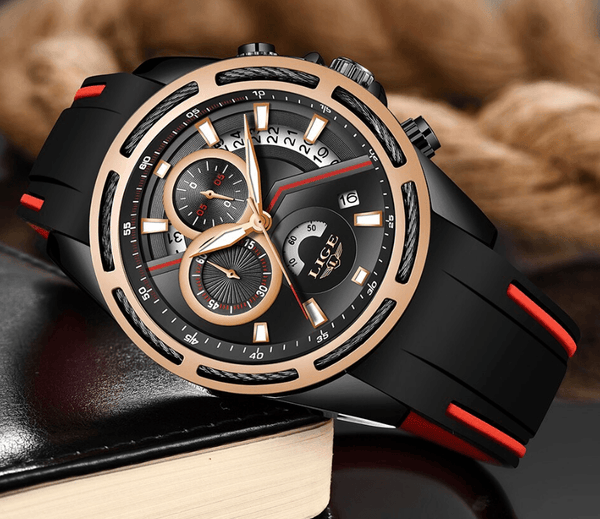 Men's Waterproof Modern Watch With Rubber Straps Multifunction Watches Unique Design Perfect Gift