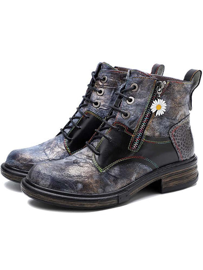 Genuine Leather Vintage Ankle Boots