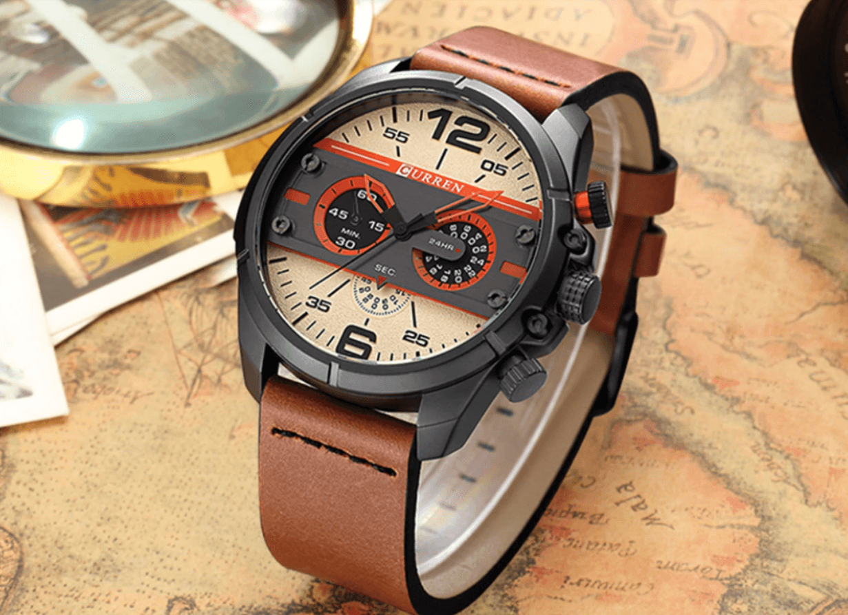 Men's  Waterproof Retro Style Watch With Excellent  Background, Chronometers  Large Numbers Perfect Gift
