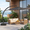 11 FT Cantilever Patio Umbrella with Base with 360° Rotation and Tilt Adjustment-Gray