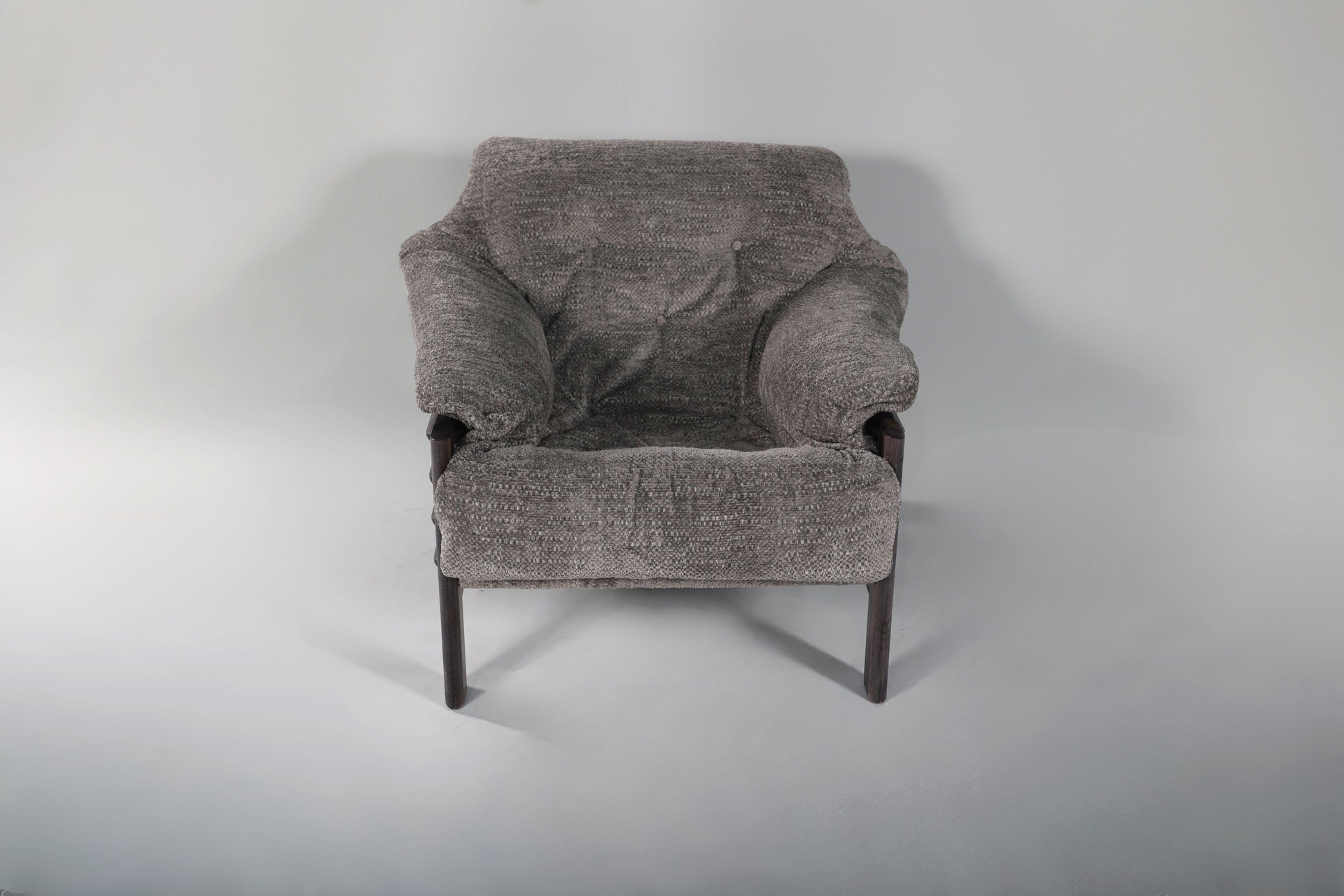 Chair & Ottoman – Taye with Tiger Maple Arms (Grey)