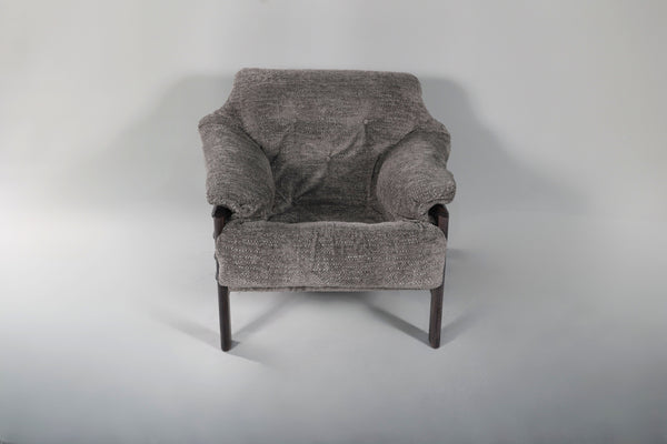 Chair & Ottoman – Taye with Tiger Maple Arms (Grey)