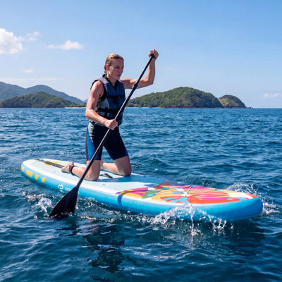 11' Wide Inflatable Stand Up Paddle Board with Backpack for All Skill Levels-Blue