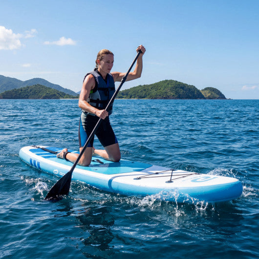 11' Wide Inflatable Stand Up Paddle Board with Backpack for All Skill Levels-Dark Blue