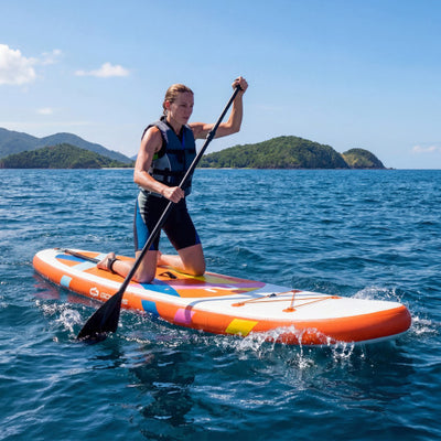 11' Wide Inflatable Stand Up Paddle Board with Backpack for All Skill Levels-Orange