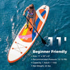 11' Wide Inflatable Stand Up Paddle Board with Backpack for All Skill Levels-Orange - Orange