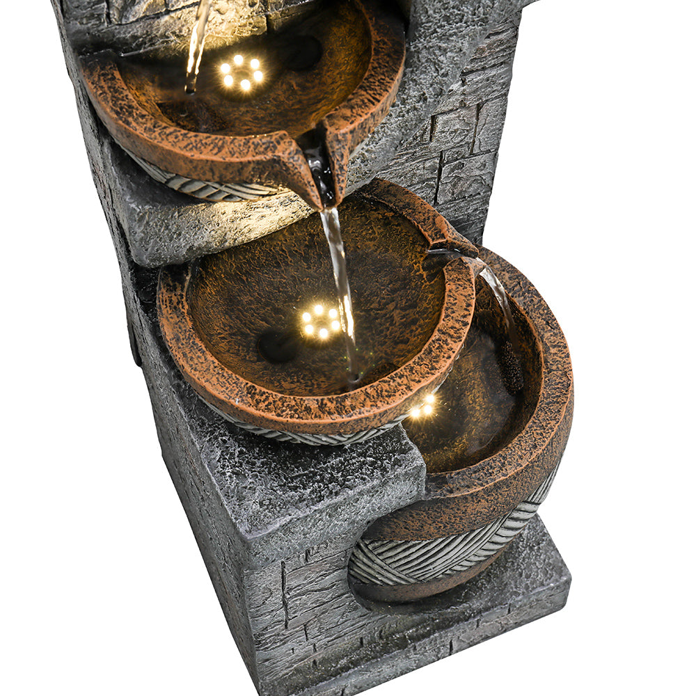 Resin Carved Clay Urn Outdoor Water Fountain 42 Inch