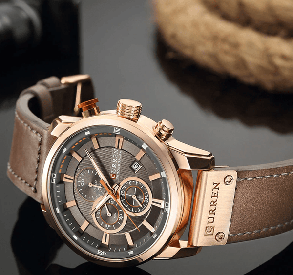 Men's Waterproof Elegant Sport Watch With Chronometers Day View, Leather  Belts And Hardlex Scratch Resistant Glass Perfect Gift For Him