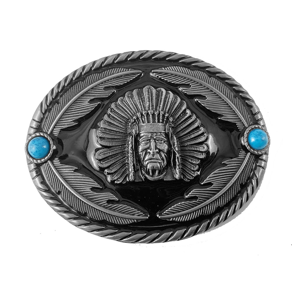 TOPACC Oval Indians Belt Buckle Western Cowboy Buckles
