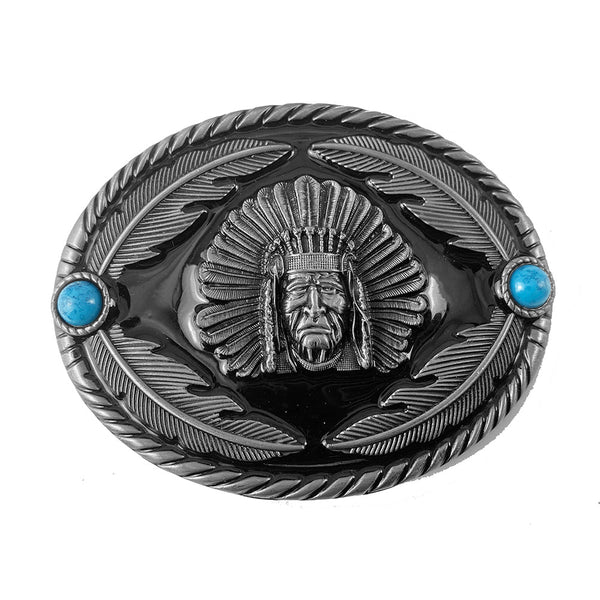 TOPACC Oval Indians Belt Buckle Western Cowboy Buckles