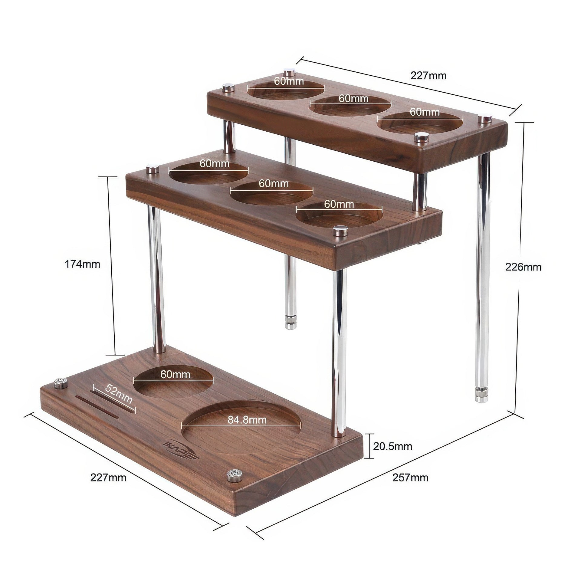Walnut Coffee Utensils Organizer 3 Tiers