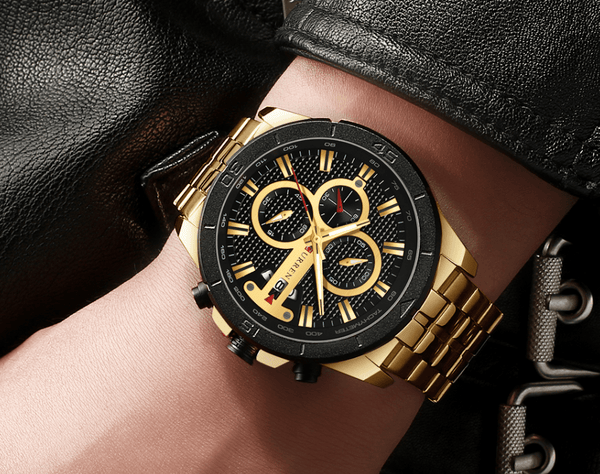 Men's Waterproof  Watch With Chronometers Day View And Fluorescent Hands Unique  Luxury Design  Perfect Gift