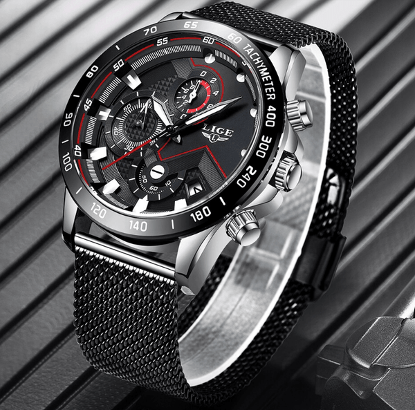 Men's Sports Waterproof Watch With  Stainless Steel Bracelet Unique Design Perfect Gift For Your Man