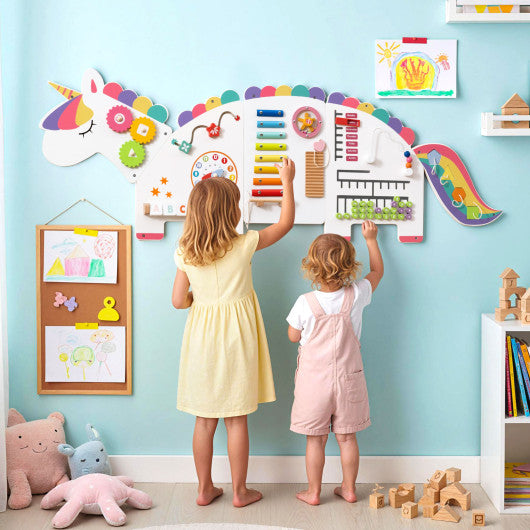 11-in-1 Dinosaur Activity Wall Busy Board Panels for Toddlers Education and Early Development-White