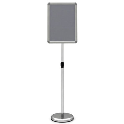 11 x 17 Inch Height Adjustable Sign Holder Stand with Snap-Open Frame-Silver