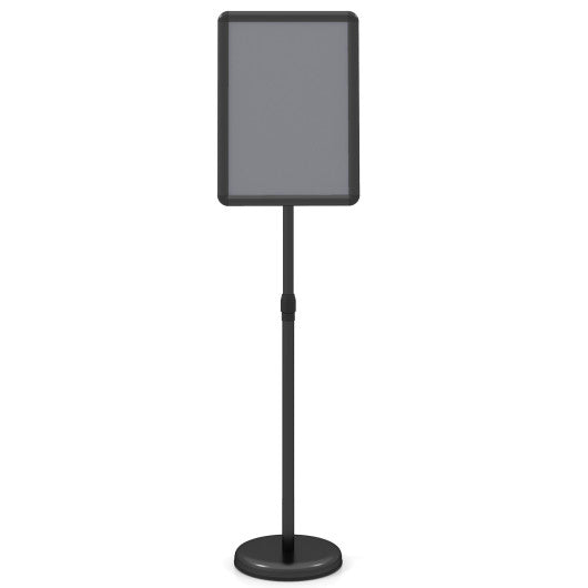 11 x 17 Inch Height Adjustable Sign Holder Stand with Snap-Open Frame-Black