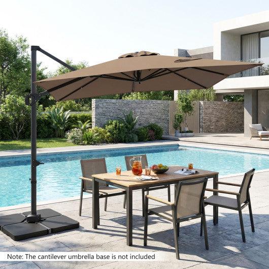 11 x 9 FT Cantilever Patio Umbrella with 360° Rotation and Easy Tilt Adjustment-Brown