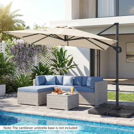 11 x 9 FT Cantilever Patio Umbrella with 360° Rotation and Easy Tilt Adjustment-Beige