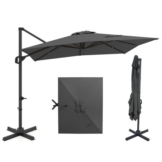 11 x 9 FT Cantilever Patio Umbrella with 360° Rotation and Easy Tilt Adjustment-Gray