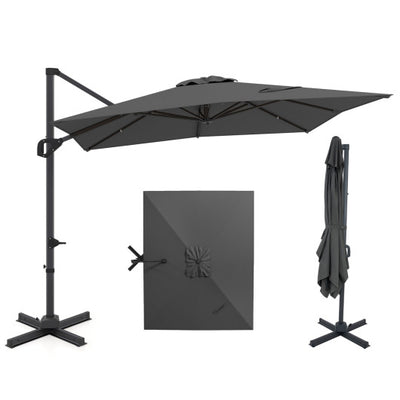 11 x 9 FT Cantilever Patio Umbrella with 360° Rotation and Easy Tilt Adjustment-Gray