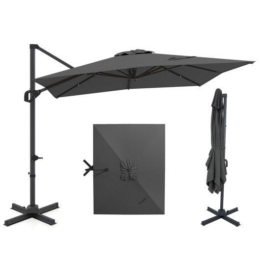 11 x 9 FT Cantilever Patio Umbrella with 360° Rotation and Easy Tilt Adjustment-Gray