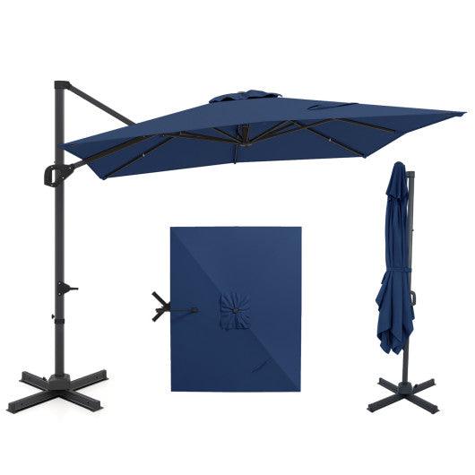 11 x 9 FT Cantilever Patio Umbrella with 360° Rotation and Easy Tilt Adjustment-Navy